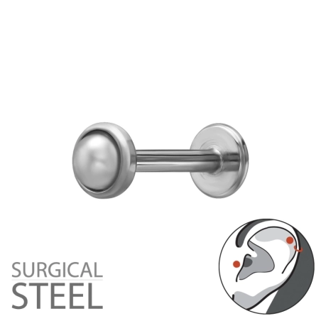 Tragus Z Imitacją Perły 3 mm Stal biżuterii | All4silver