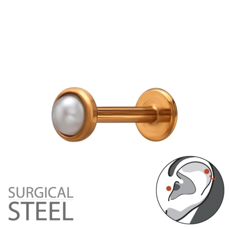 3mm Imitacja Perły Tragus, Helix Stal biżuterii | All4silver