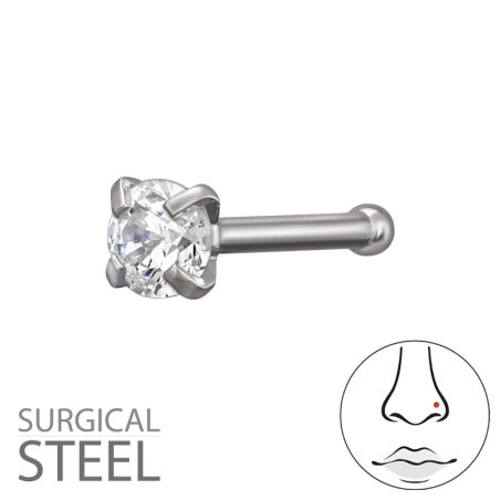 0,8 X 7,5 mm (20 G) Kwadratowy Kolczyk Z 4 Zębami I 2,5 mm Noskiem Stal biżuterii | All4silver