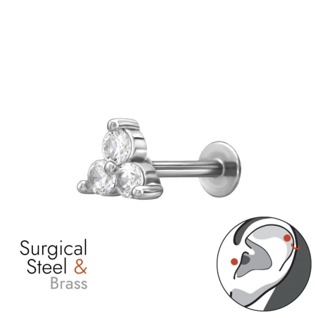 1,2 X 8 mm (16 G) 3 Połączone Kropki Stal biżuterii | All4silver