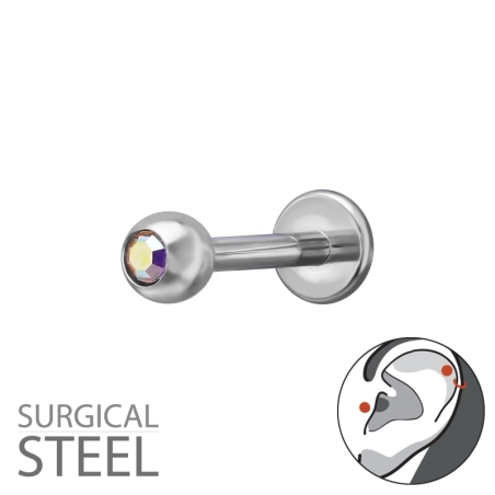 1,2 X 8 mm (16 G) - Kulka 3 mm Stal biżuterii | All4silver