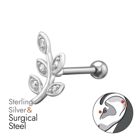Liść 11 mm - Sztanga 1,2 X 8 mm (16 G) Natura biżuterii | All4silver