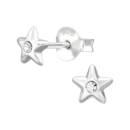 Gwiazda 3d z Kryształem Kolczyki sztyfty z kryształem biżuterii | All4silver