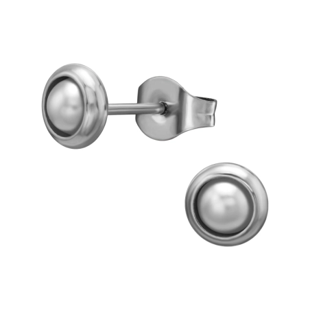 Okrągłe z Perłą Kolczyki sztyfty ze stali biżuterii | All4silver