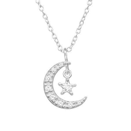 Księżyc z Wiszącą Gwiazdą Gwiazdy, Księżyc i Słońce biżuterii | All4silver
