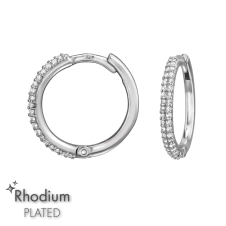 Rodowane Huggies z Cyrkonią 14mm Rodowana biżuteria biżuterii | All4silver