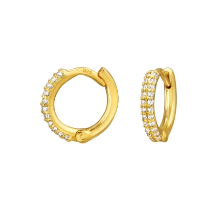 Pozłacane Huggies z Cyrkonią 10mm 24K Pozłacana srebrna biżuteria biżuterii | All4silver