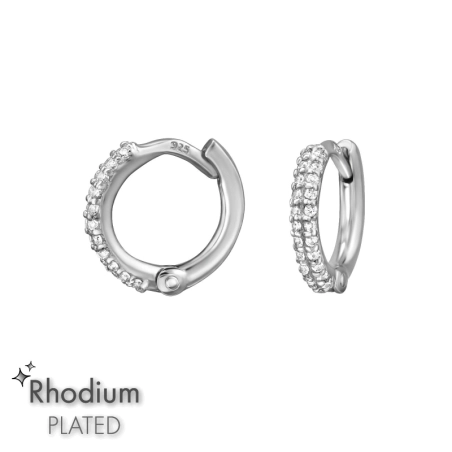 Rodowane Huggies z Cyrkonią 10mm Rodowana biżuteria biżuterii | All4silver