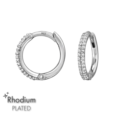 Rodowane Huggies z Cyrkonią 12mm Rodowana biżuteria biżuterii | All4silver