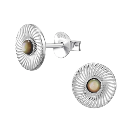 Wzorzyste 8mm z Opalem Kolczyki sztyfty z półszlachetnymi kamieniami biżuterii | All4silver
