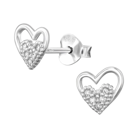 Serca 7mm z Cyrkonią Kolczyki sztyfty z cyrkonią biżuterii | All4silver