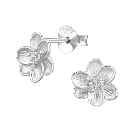 Kwiat Plumeria Kolczyki sztyfty z cyrkonią biżuterii | All4silver