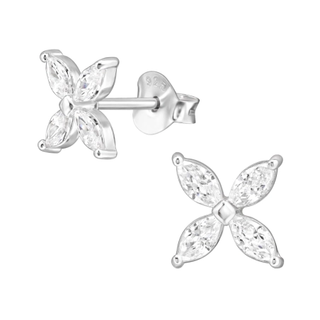 Kwiat Markizy 7mm Kolczyki sztyfty z cyrkonią biżuterii | All4silver