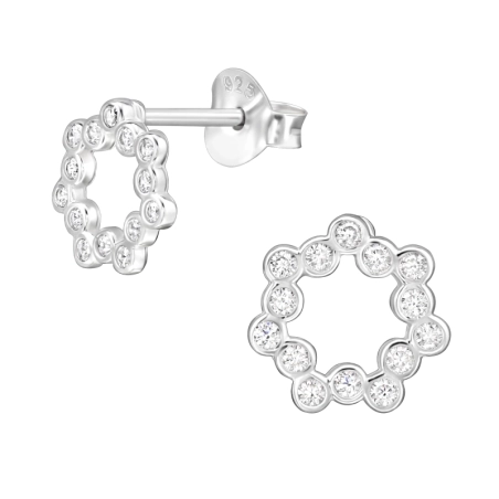 Wieniec z Cyrkonią 8mm Kolczyki sztyfty z cyrkonią biżuterii | All4silver