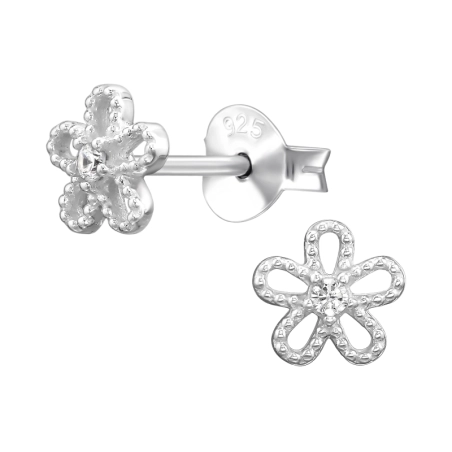 Kwiat z Cyrkonią 6mm Kolczyki sztyfty z cyrkonią biżuterii | All4silver