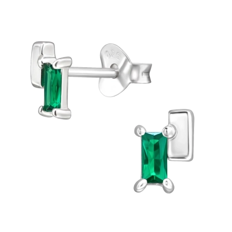 Prostokąty 6 mm Kolczyki sztyfty z cyrkonią biżuterii | All4silver