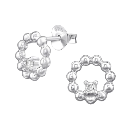 Kropkowane z Cyrkonią 9 mm Kolczyki sztyfty z cyrkonią biżuterii | All4silver