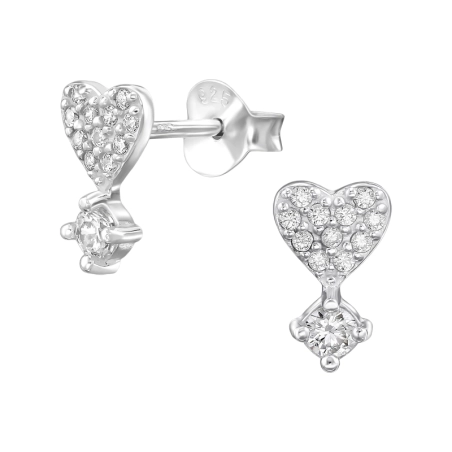 Serce z Cyrkonią 5mm Kolczyki sztyfty z cyrkonią biżuterii | All4silver