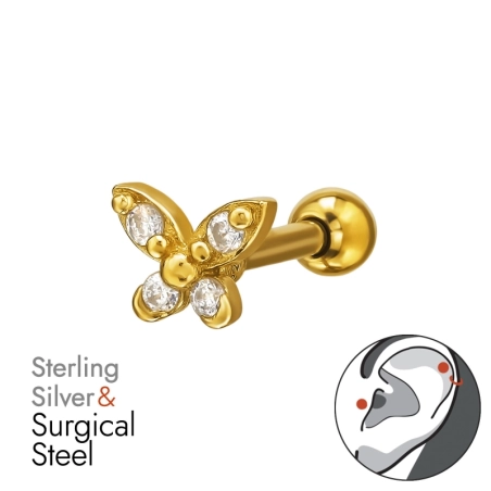 Pozłacany Motyl Zwierzęta biżuterii | All4silver