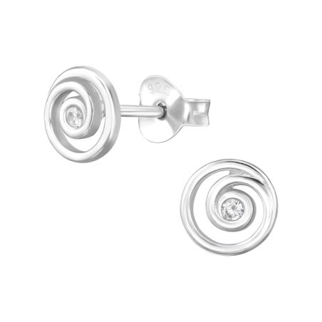 Spirala z Cyrkonią Kolczyki sztyfty z cyrkonią biżuterii | All4silver
