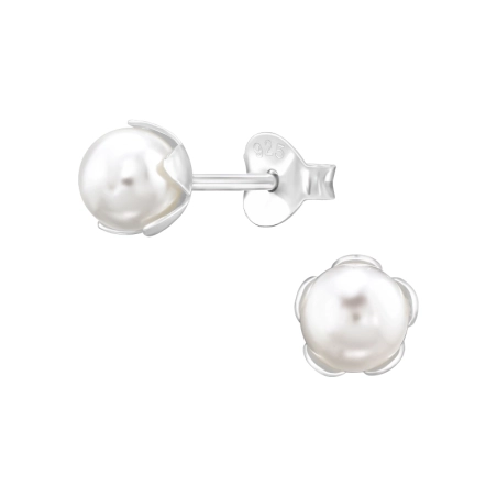 Perła w Kwiatku Kolczyki sztyfty z perłami biżuterii | All4silver