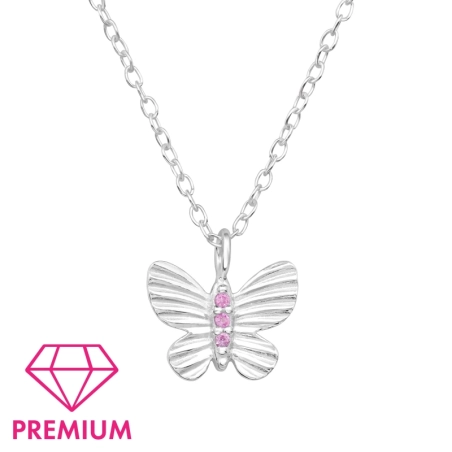 Motyl z Cyrkonią - Premium* Naszyjniki z łańcuszkiem biżuterii | All4silver