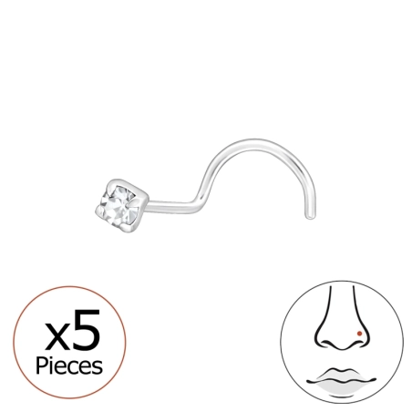 5 x Okrągłe 2mm z Kryształem Przeceny biżuterii | All4silver