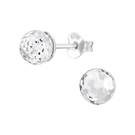 Kulka Fasetowa z Kryształem 6mm Kolczyki sztyfty z kryształem biżuterii | All4silver