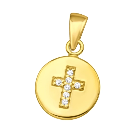 Pozłacany Krzyż z Cyrkonią Wisiorki z cyrkonią biżuterii | All4silver