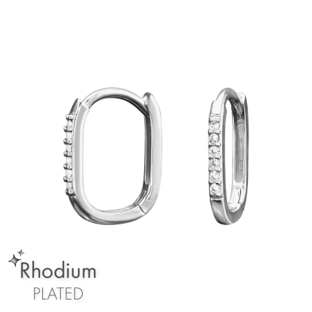 Owalne z Cyrkonią Rodowana biżuteria biżuterii | All4silver