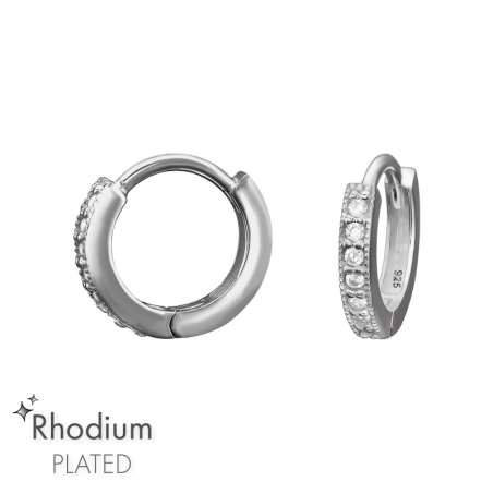 Huggies z Cyrkonią Rodowana biżuteria biżuterii | All4silver