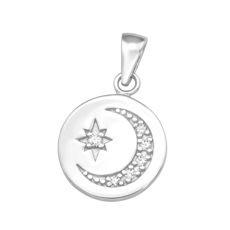 Księżyc i Gwiazda z Cyrkonią Wisiorki z cyrkonią biżuterii | All4silver