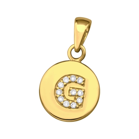 Pozłacana Litera "G" Wisiorki z cyrkonią biżuterii | All4silver