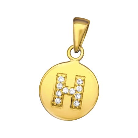 Pozłacana Litera "H" Wisiorki z cyrkonią biżuterii | All4silver