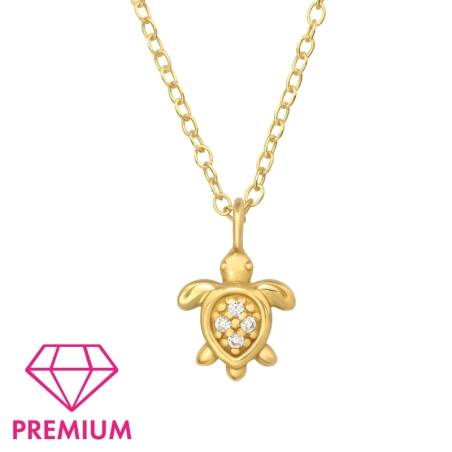 Pozłacany Żółw - Premium* Naszyjniki z łańcuszkiem biżuterii | All4silver