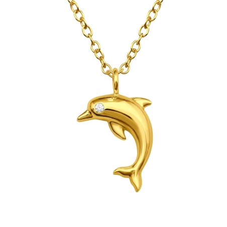 Pozłacany Delfin Zwierzęta biżuterii | All4silver