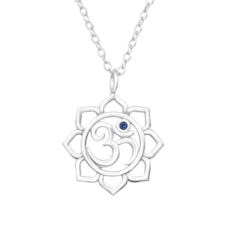 Symbol Om z Cyrkonią Naszyjniki zdobione kamieniami biżuterii | All4silver