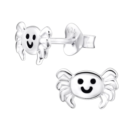 Uśmiechnięty Krab Kolorowe kolczyki ze sztyftem biżuterii | All4silver