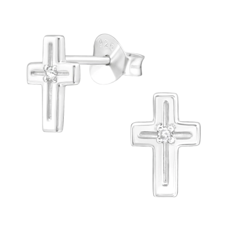 Krzyż Kolczyki sztyfty z cyrkonią biżuterii | All4silver