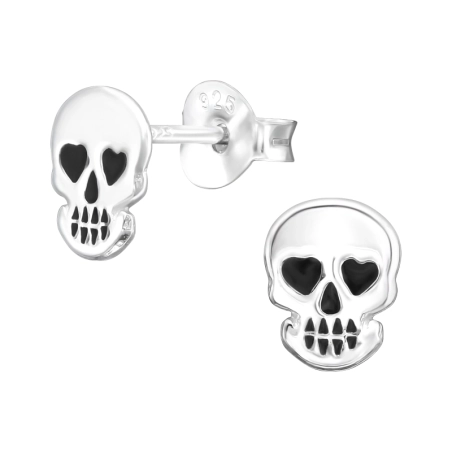 Czaszka z Czarnym Epoxy Halloween biżuterii | All4silver
