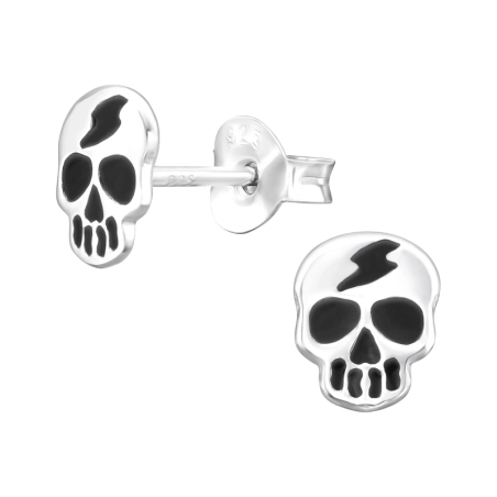 Czaszka z Czarnym Epoxy Halloween biżuterii | All4silver