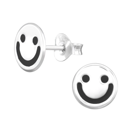 Emotikonka Smiley Kolczyki sztyfty bez kamieni biżuterii | All4silver