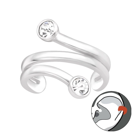 Geometryczne z Kryształami Kolczyki do jednego ucha biżuterii | All4silver