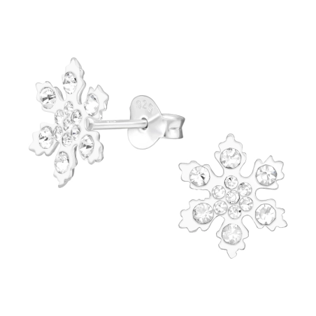 Płatek Śniegu z Kryształami i Cyrkonią Kolczyki sztyfty z kryształami biżuterii | All4silver