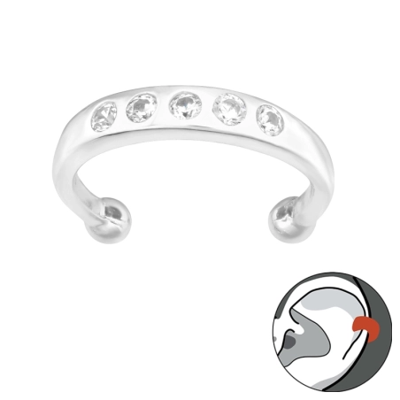 Prosty z Kryształem do Jednego Ucha Przeceny biżuterii | All4silver