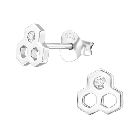 Plaster Miodu Kolczyki sztyfty z cyrkonią biżuterii | All4silver