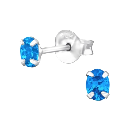 Owalny 3x4mm Klasyczne Kolczyki Sztyfty biżuterii | All4silver