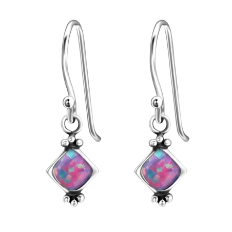 Plac syntetyczny opal Kolczyki z kamieniami półszlachetnymi & Opal biżuterii | All4silver