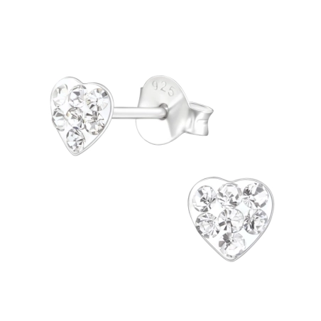 Serce Kolczyki sztyfty z kryształami biżuterii | All4silver