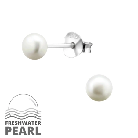 Srebrny Okrągły Kolczyki sztyfty z perłami biżuterii | All4silver